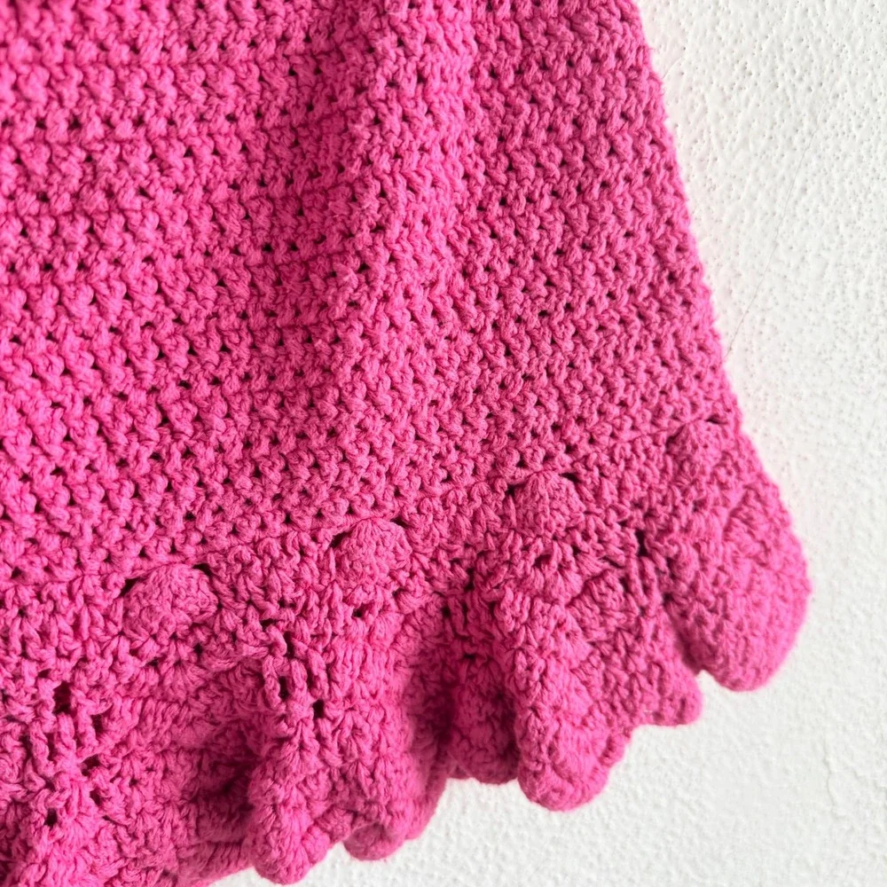 Vtg Gymboree Skirt Crochet Knit‎ Ruffle Mini Pink Toddler Girls 3T 100% Cotton